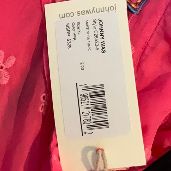 Johnny Was embroidered hot pink Marti Vera Tunic size XL - Picture 7 of 7